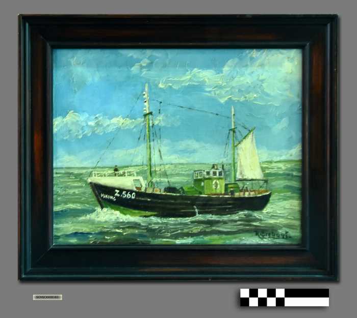 Schilderij van boot Z.560 Viking van schilder R. Brebant