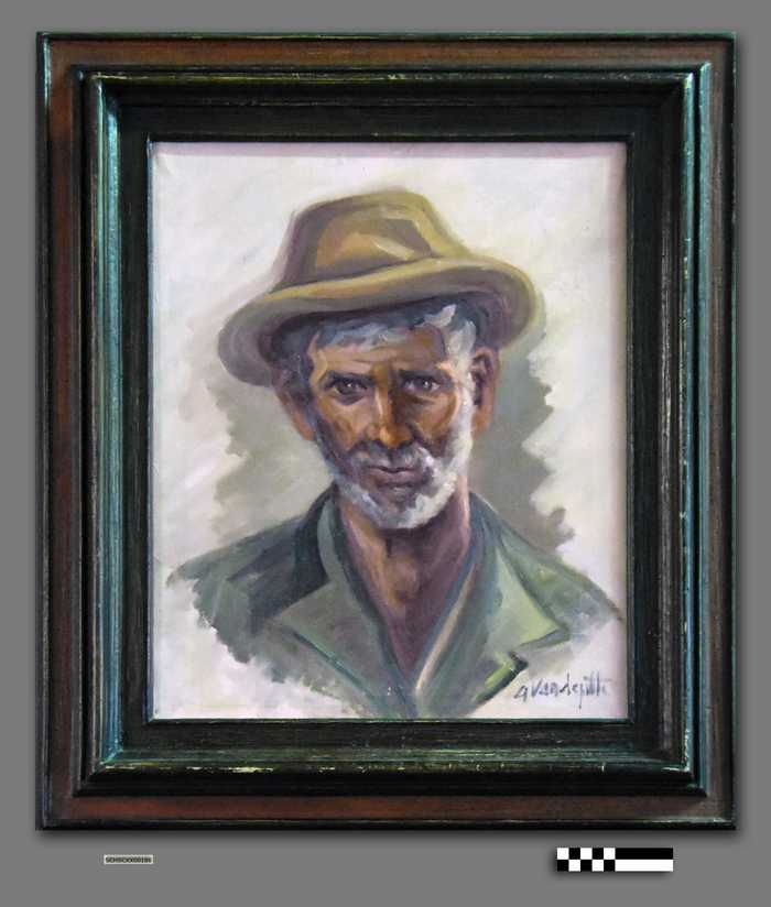 Schilderij van een blinde visser