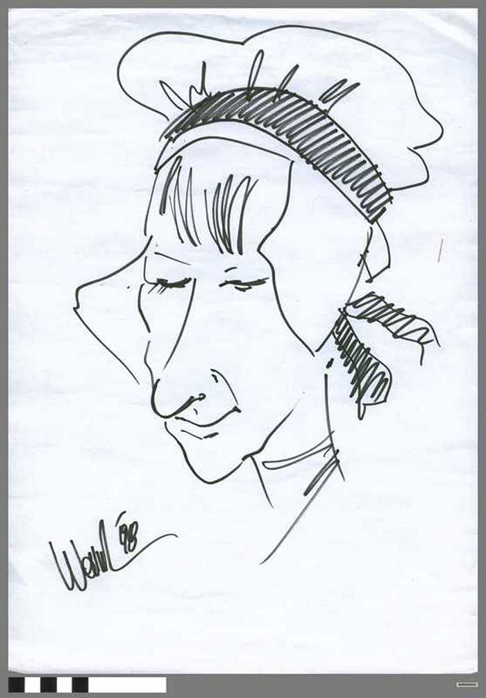 Karikatuur portret van Daniella, vrouw van Manu