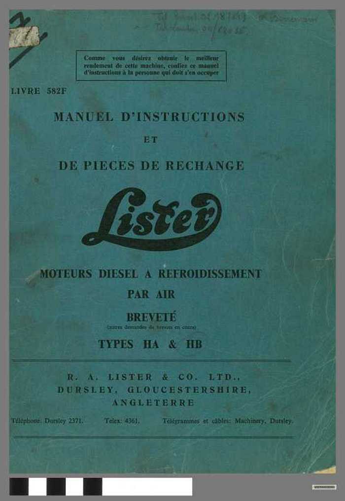 Lister - Manuel D'instructions et de Pieces de rechange