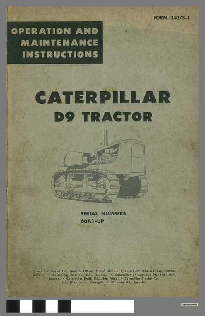 Caterpillar D9 tractor - Serial numbers 66A1-UP