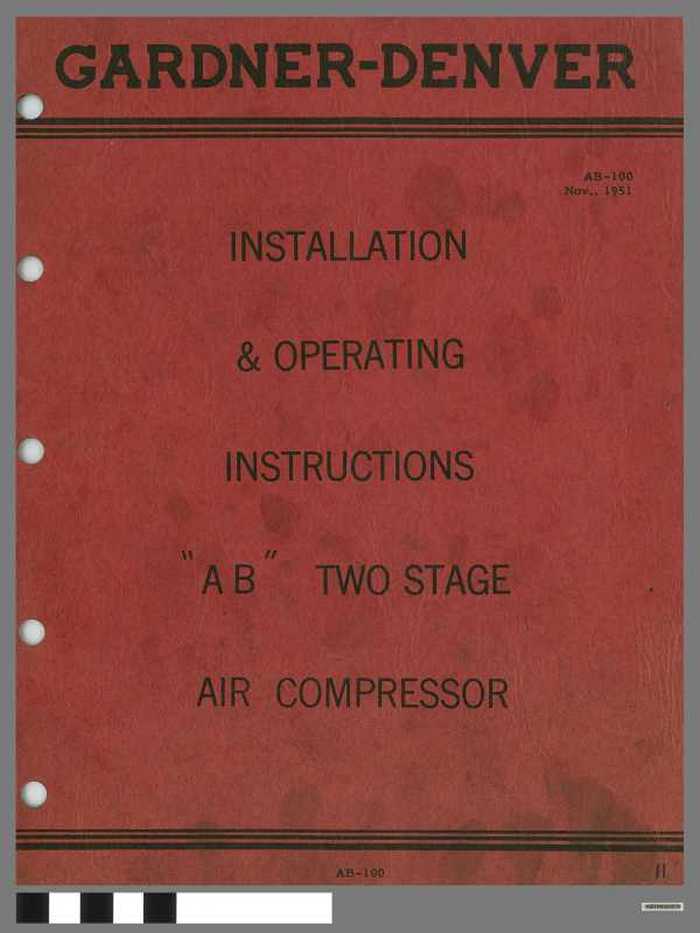 Gardner-Denver - Installation & Operating instructions 'AB' - Two stage air compressor